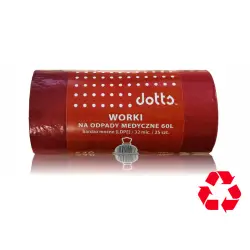 Worki na śmieci DOTTS 60l. LDPE na odpady medyczne bardzo mocne op.25 - czerwone