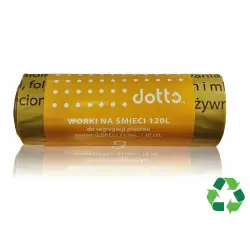 Worki na śmieci DOTTS 120l. LDPE mocne do segregacji op.10 - żółte plastik
