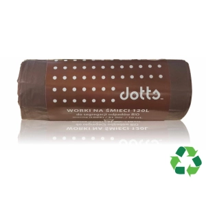 Worki na śmieci DOTTS 120l. LDPE mocne do segregacji op.10 - brązowe BIO-211223