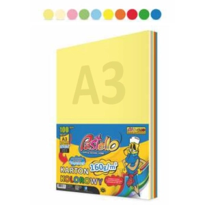 Papier xero kolor PASTELLO A3 160g. mix 10 kolorów op.100