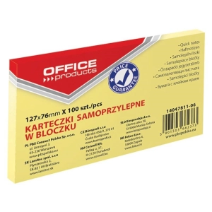 Karteczki samop. OFFICE PRODUCTS 127x76mm żółty-617203