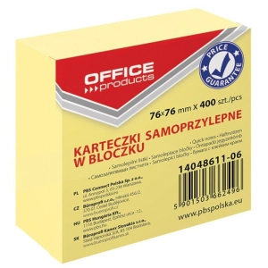 Karteczki samop. OFFICE PRODUCTS 76x76 400k. Żółty-617205