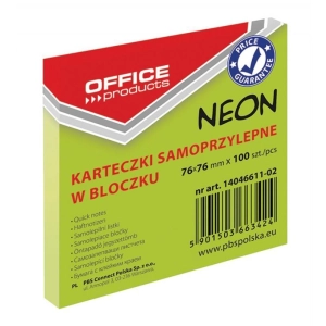 Karteczki samop. OFFICE PRODUCTS 76x76 neon zielo-617217