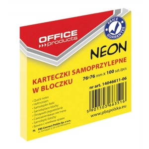 Karteczki samop. OFFICE PRODUCTS 76x76 neon żółty-617219