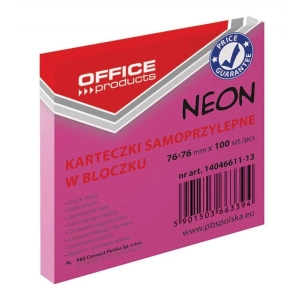 Karteczki samop. OFFICE PRODUCTS 76x76 neon różowy-617224