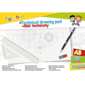 Blok techniczny GIMBOO A3 10 kart. 150gsm biały-626611