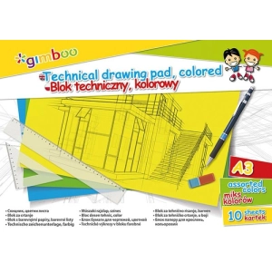 Blok techniczny GIMBOO A3 10 kart. 150gsm mix kolorów-626612