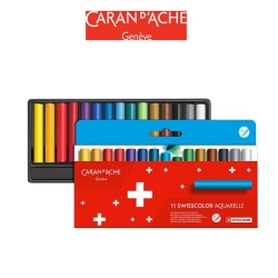 Kredki CARAN D'ACHE akwarelowe woskowe Swisscolor kartonowe pudełko 15 szt.-672055