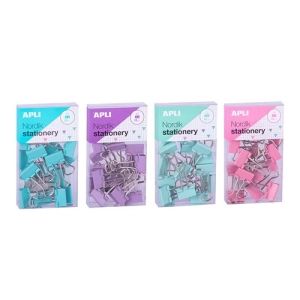 Klipy do papieru APLI Nordik 19 mm 15 szt. pudełko z zawieszką mix kolorów pastel