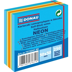 Karteczki samoprzylepne DONAU 50x50mm neon mix - niebies.
