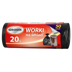 Worki na śmieci GROSIK HDPE 20l 50 szt. - czarne