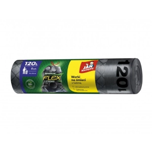 Worki na śmieci JAN NIEZBĘDNY Magnum Flex & Strong z taśmą 120l. 8szt. - czarne