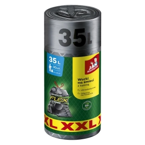 Worki na śmieci JAN NIEZBĘDNY Magnum Flex z taśmą 35l. 30szt. - szare