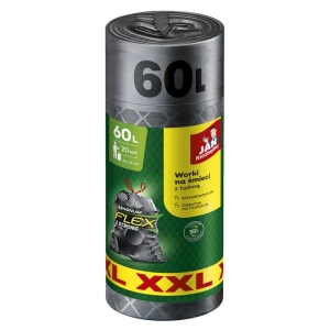 Worki na śmieci JAN NIEZBĘDNY Magnum Flex z taśmą 60l. 20szt. - szare