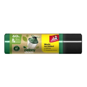 Worki na śmieci JAN NIEZBĘDNY zielony dom Easy Pack z taśmą 60l. 10szt. - czarno / zielone