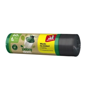 Worki na śmieci JAN NIEZBĘDNY zielony dom Easy Pack z taśmą 60l. 10szt. - czarno / zielone-232922