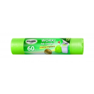 Worki na śmieci GROSIK HDPE z taśmą 60l 10 szt. - zielone