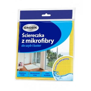Ścierka GROSIK z mikrofibry do szyb i luster 1 szt. - żółta