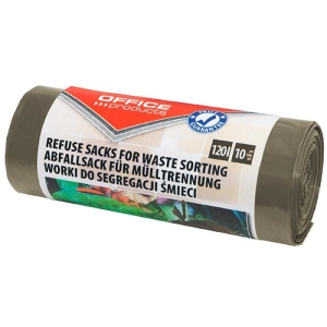 Worki OFFICE PRO. do segregacji odpadów BIO mocne LDPE 120l 10szt. brązowe-628078