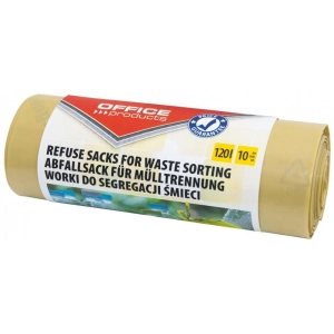 Worki OFFICE PRO. do segregacji plastiku mocne LDPE 120l 10szt. żółte-628080