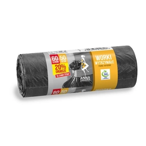 Worki na śmieci ANNA ZARADNA 60l 50szt. - czarne 20% grubsze