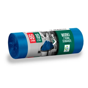 Worki na śmieci ANNA ZARADNA z taśmą 60l. 10szt. - niebieskie supermocne