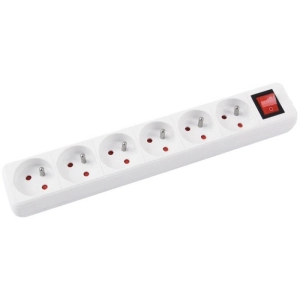 Przedłużacz OFFICE PRODUCTS, 6 gniazd, 1,5m, z uziemieniem i wyłącznikiem, biały-627784