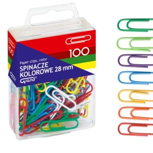 Spinacz GRAND 28mm kolorowy OP.100 pud.plastik -407016
