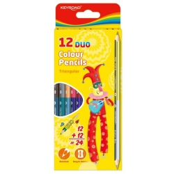 Kredki ołówkowe KEYROAD trójkątne dwustronne 12szt. mix kolorów-626803
