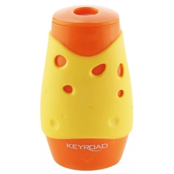 Temperówka KEYROAD Cheese plastikowa podwójna z pojemnikiem pakowane na displayu mix kolorów-627237