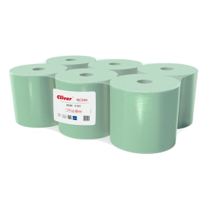 Ręcznik w roli CLIVER 130/1w makulatura zielony op.6-678048