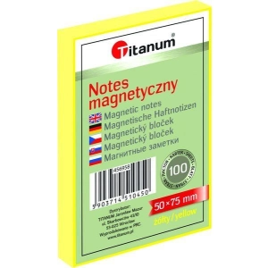 Karteczki magnetyczne elektrostatyczne TITANUM 50x75mm 100k - żółte