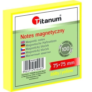 Karteczki magnetyczne elektrostatyczne TITANUM 75x75mm 100k - żółte