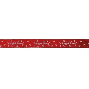 Wstążka TITANUM satynowa Wesołych Świąt 12mm x 25m - czerwona-235562