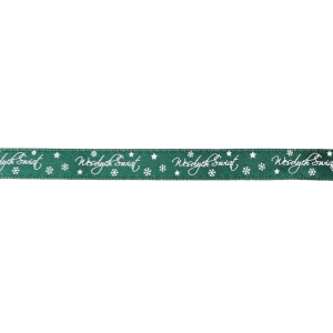 Wstążka TITANUM satynowa Wesołych Świąt 12mm x 25m - zielona-235564