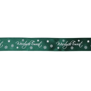 Wstążka TITANUM satynowa Wesołych Świąt 25mm x 25m - zielona-235570