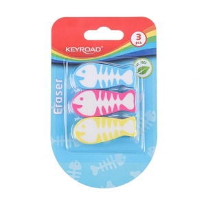 Gumka do ścierania KEYROAD Ryba 3szt. blister mix kolorów