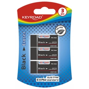 Gumka do ścierania KEYROAD Black 3szt. blister czarna