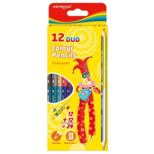 Kredki ołówkowe KEYROAD trójkątne dwustronne 12szt. mix kolorów-626803