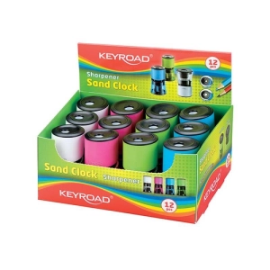 Temperówka KEYROAD Sand Clock plastikowa podwójna z pojemnikiem pakowane na displayu mix kolorów-235951