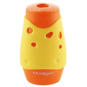 Temperówka KEYROAD Cheese plastikowa podwójna z pojemnikiem pakowane na displayu mix kolorów-627237