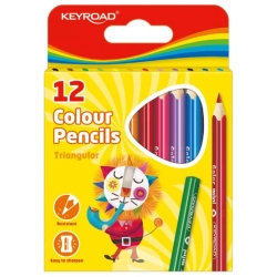 Kredki ołówkowe KEYROAD Mini trójkątne 12szt. mix kolorów-627301