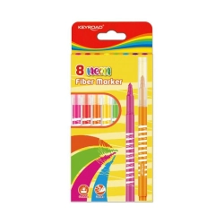 Flamastry KEYROAD Fiber Marker neon 8szt. zawieszka mix kolorów-662117