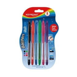 Długopis KEYROAD Ball Pen Soft Jet 0,7 mm 6 s.zt blister mix kolorów