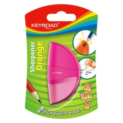 Temperówka KEYROAD Orange plastikowa pojedyncza z gumką blister mix kolorów