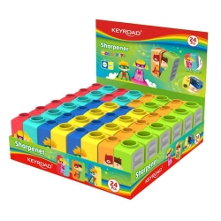 Temperówka KEYROAD Colour Mate Cartoon plastikowa podwójna display mix kolorów