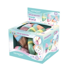 Temperówka KEYROAD Orange plastikowa 2w1 z gumką display mix kolorów
