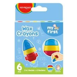 Kredki woskowe KEYROAD 2 Rockets 6szt. zawieszka mix kolorów