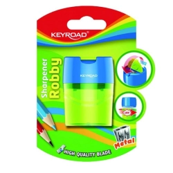 Temperówka KEYROAD metalowa podwójna z pojemnikiem blister mix kolorów