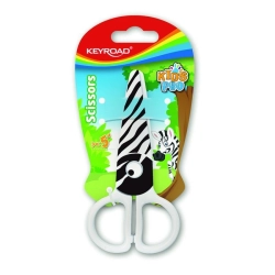 Nożyczki szkolne KEYROAD 5'' bezpieczne zebra blister